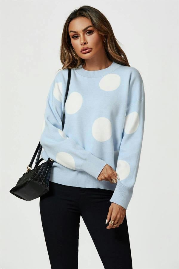 FS Collection Dot Pattern Knitted Jumper In Blue