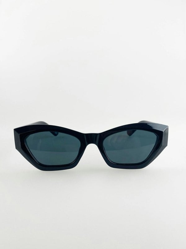 SVNX Black Angular Cat-Eye Sunglasses