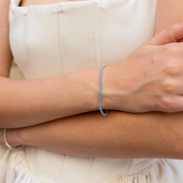 Spero London Turquoise Sterling Silver Tennis Bracelet