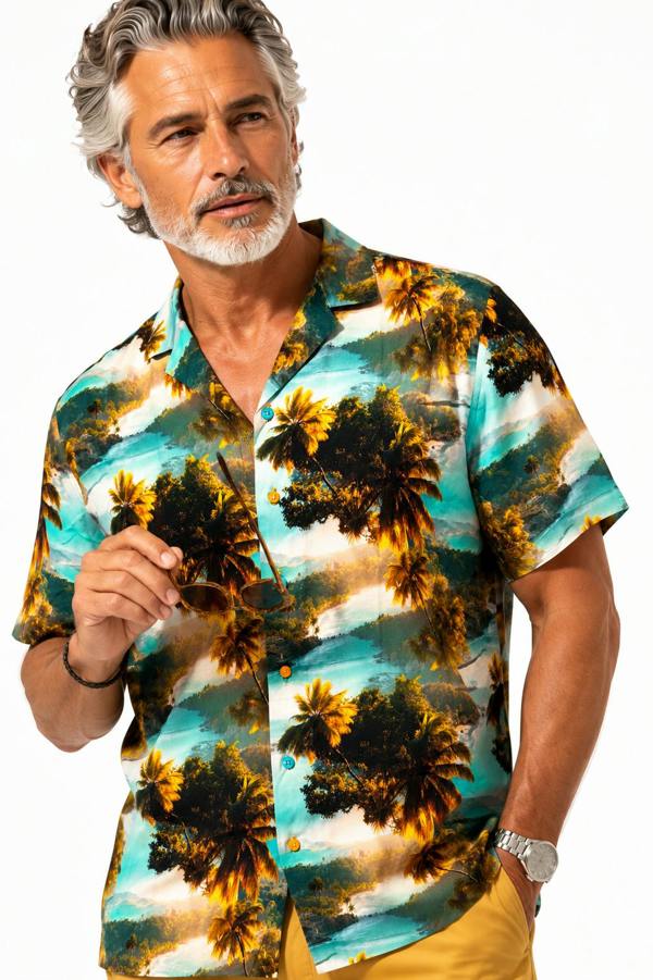 Claudio Lugli The Golden Palm Trees Hawaiian Shirt