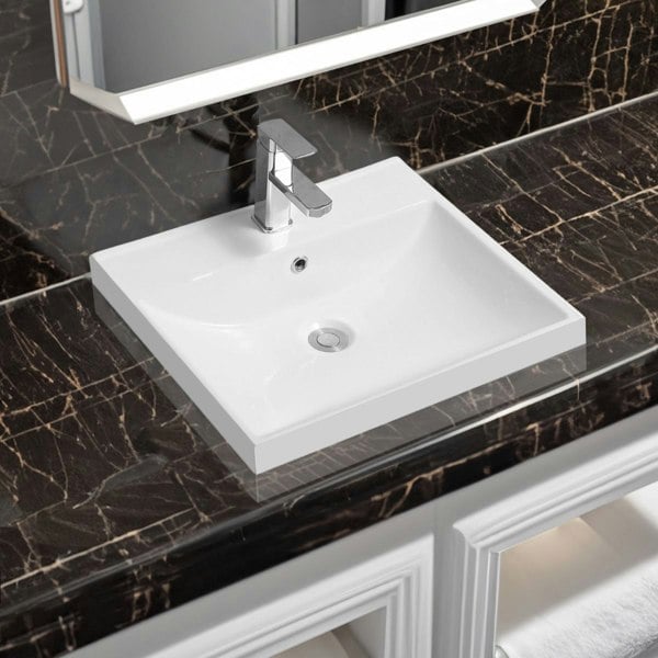 Limoge 5409 Ceramic 51cm Thick-Edge Inset Basin with Scooped Full Bowl