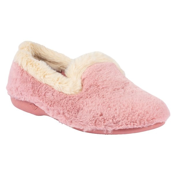Lunar Womens Shake Faux Fur Trim Slippers - Pink