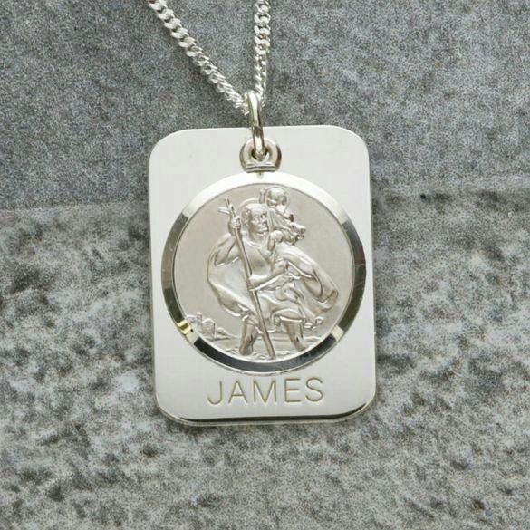 Christopher James of London Sterling Silver Personalised Rectangle St Christopher With Travellers Prayer