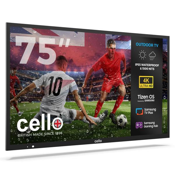 Cello 75 inch 4K UHD Smart Samsung Plus Outdoor TV