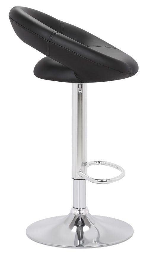 Lamboro Sorrento Kitchen Bar Stool, Chrome Footrest, Height Adjustable Swivel Gas Lift, Home Bar & Breakfast Faux-Leather Barstool, Black