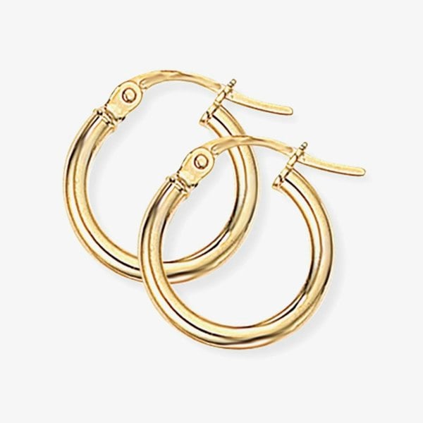 T. H. Baker 9ct Yellow Gold 14mm Tube Hoop Earrings E550