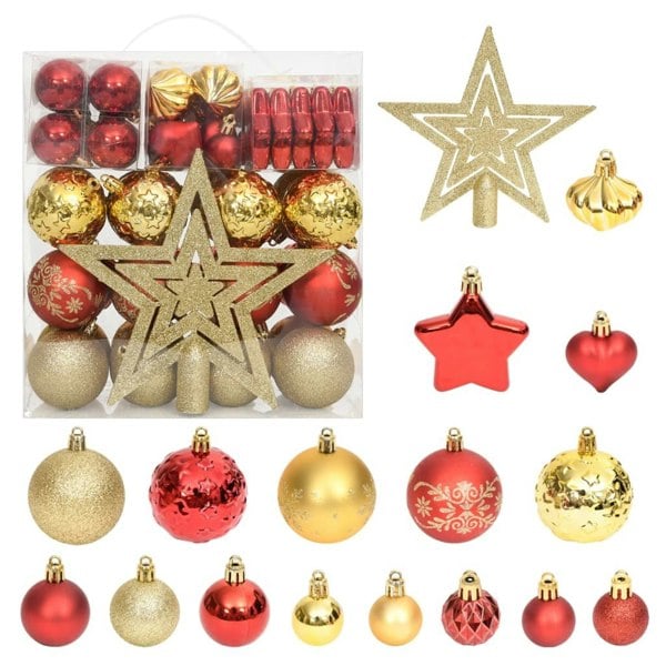Berkfield 70 Piece Christmas Bauble Set Gold and Red