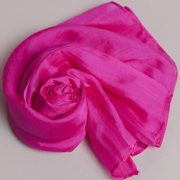 Hot Pink Silk Scarf – Hand-Dyed Mulberry Silk, Party Wrap & Gift for Her