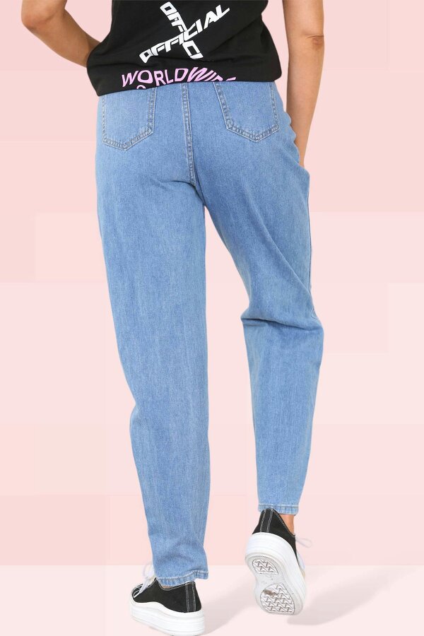 Elaina Fashion Women's High Waisted Loose Ripped Frayed Straight Jeans