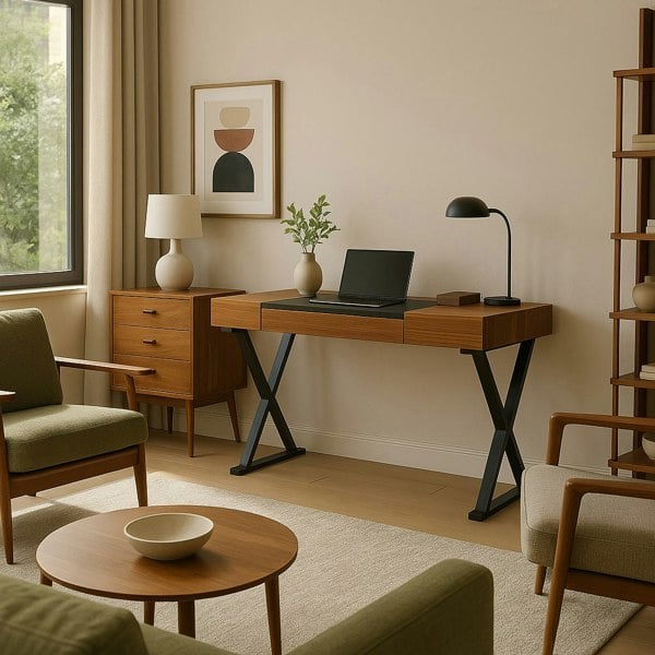 Centurion Supports ADONIS Walnut with Matte Black Legs Ergonomic Luxury Home Office Desk