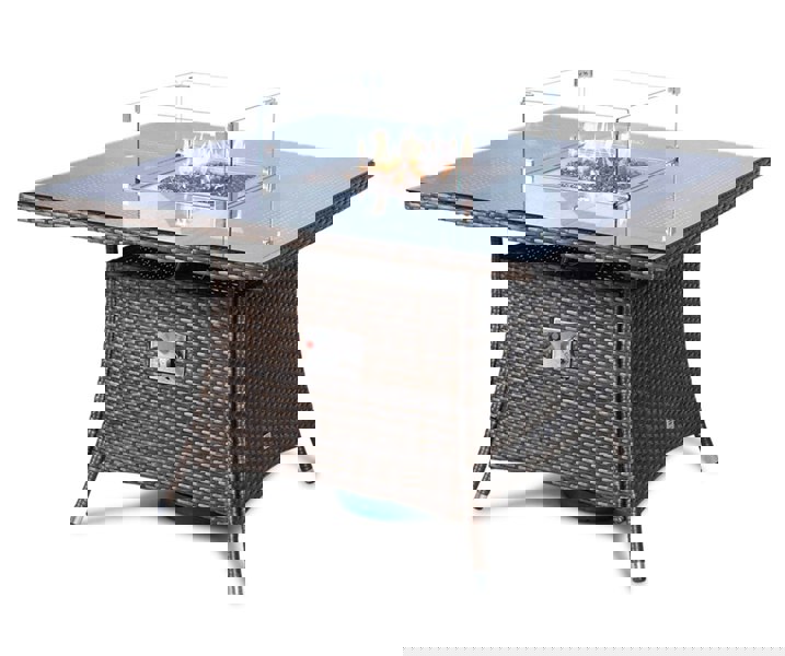 Giardino Fire Pit 4 Seater Square Rattan Dining Table