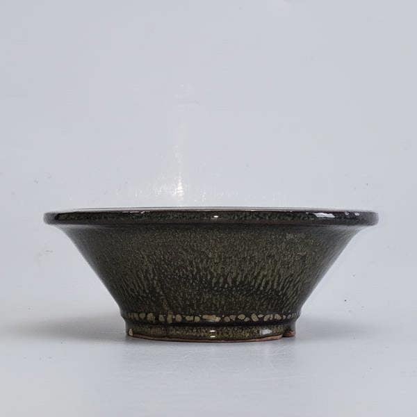 Yorkshire Bonsai 16cm Glazed Bonsai Pot | Round | 16cm x 6cm | Olive Green