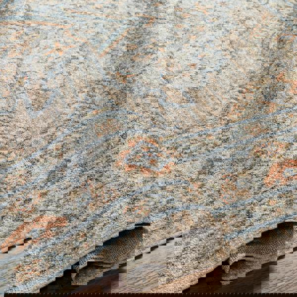 Livabliss Lillian-Washable Brown Blue Traditional Vintage Boho Rug