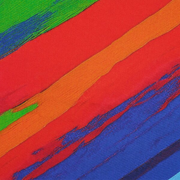 Otway & Orford 'Taverners' Celebration' striped silk pocket square in red, green, blue & orange (42 x 42cm)