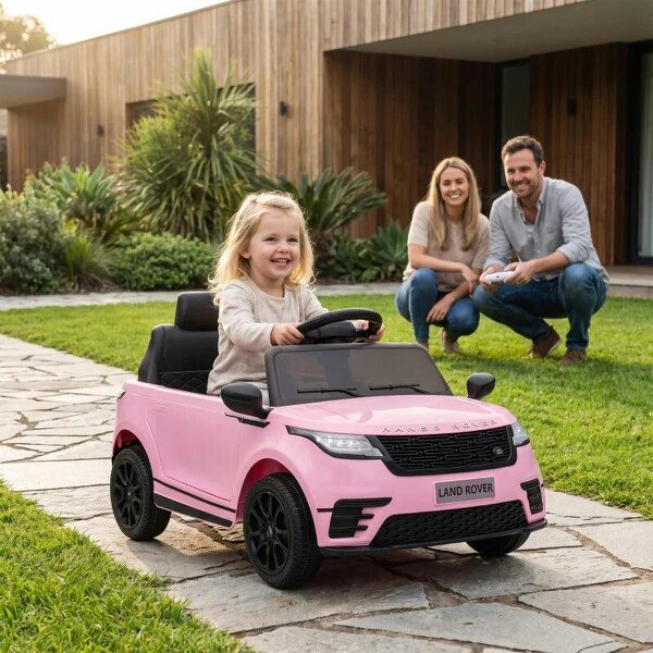 Range Rover Velar Licensed 12V Electric Car for Kids with Remote, 4-Wheel Suspension, Slow Start for 2-4 Years, Pink