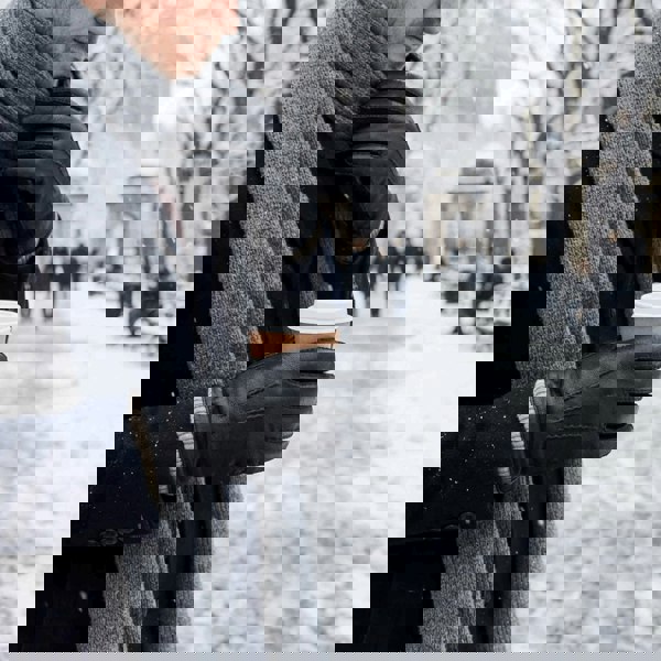 Infinity Leather Men’s Genuine Leather Wool Lined Ribbed Knit Cuff Gloves