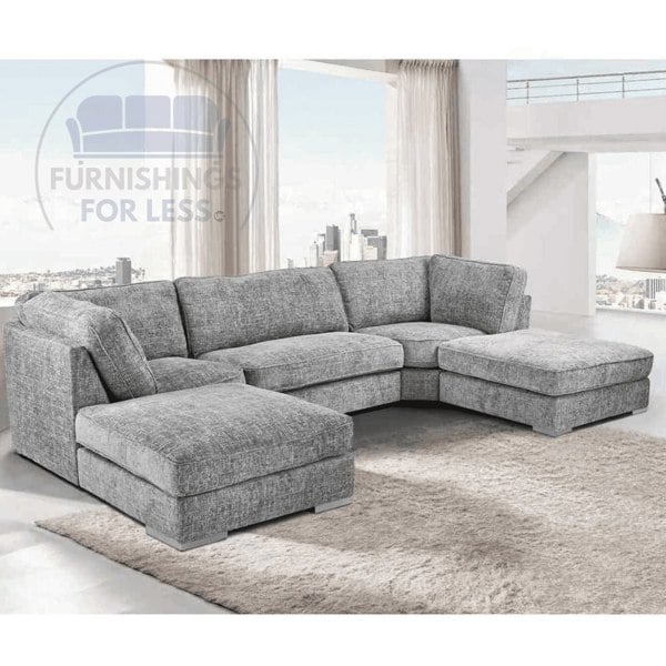 Bishop U-Shaped Grey Fabric Sofa