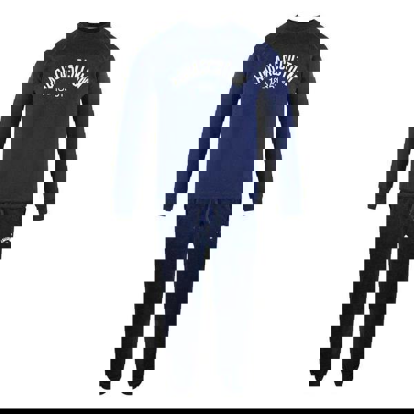 Aquascutum Mens Old School Crew Neck Tracksuit - Navy Blue - 