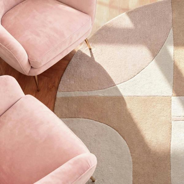 Ted Baker wool Cream beige rug, geometric design, ultra soft pile, hand-woven, durable material.