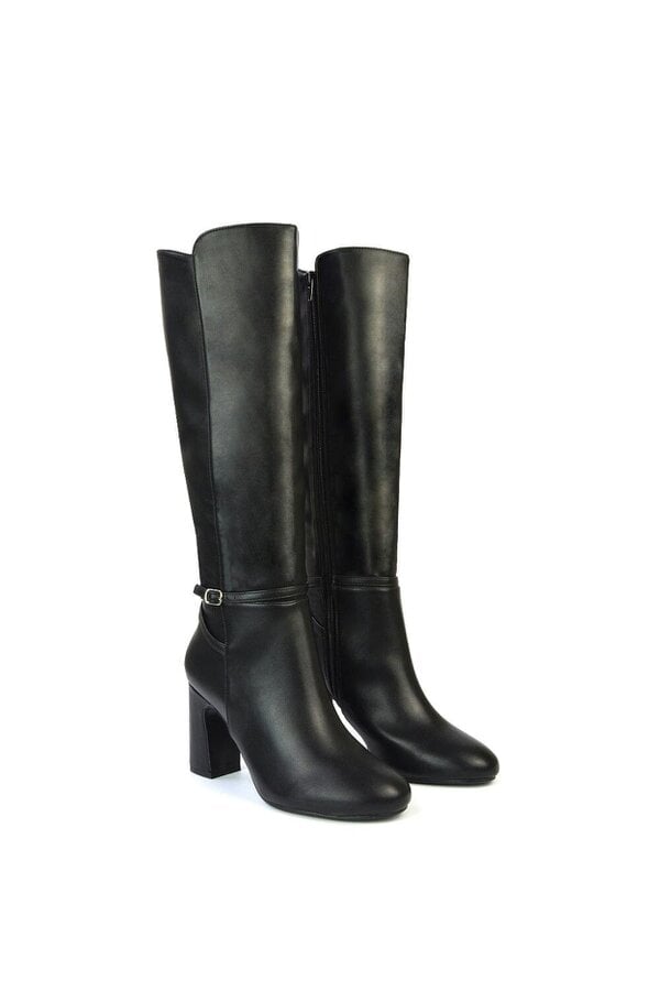 XY LONDON Knee High Boots With Block Mid Heel