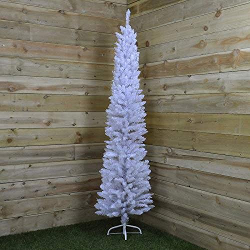 4ft to 8ft White Artificial Flocked Slim Pencil Christmas Tree with Metal Stand image 6