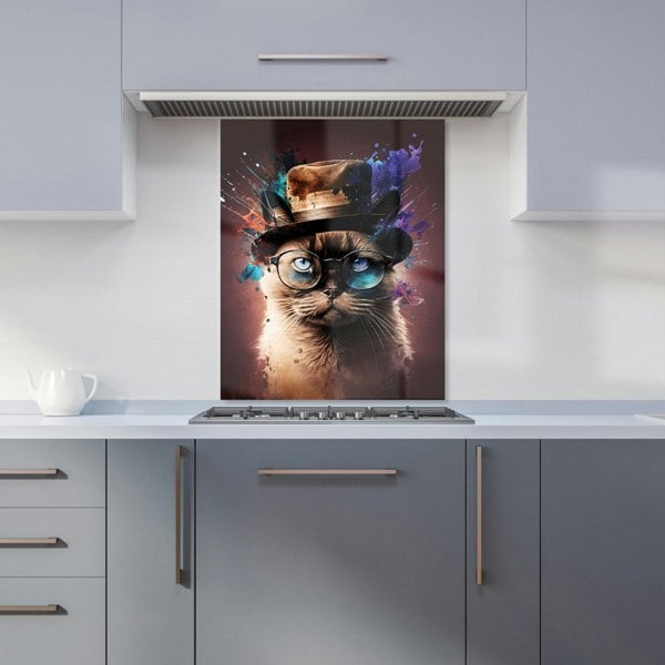 Warren Reed - Designer Siamese Cat Face Splashart Kitchen Splashback