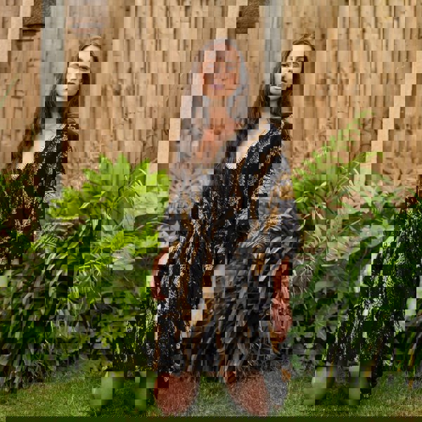 Selina Black Python Knee Caftan