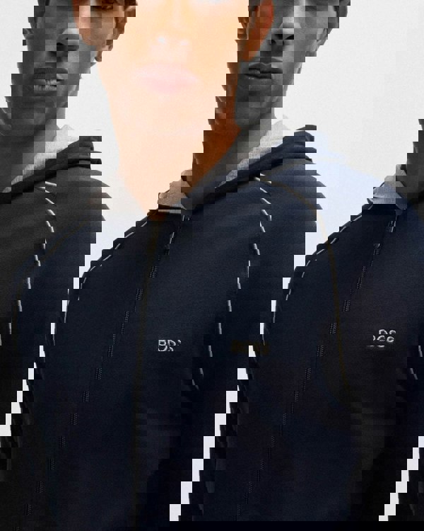 BOSS Orange Mix&Match Mens Stretch-Cotton Zip-Up Hoodie with Embroidered Logo - Dark Blue 403