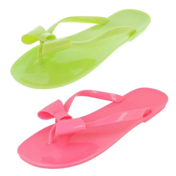 Spot On Ladies Spot On Flat Bow Trim Toepost Jelly Sandal