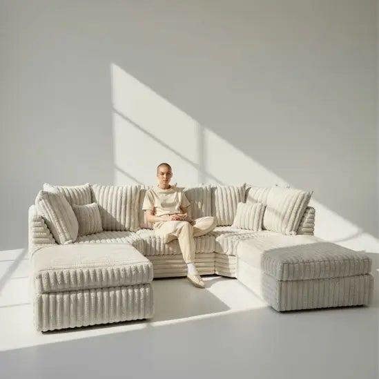 Snug Furniture Bishop U Shape Cream Big Cord Sofa