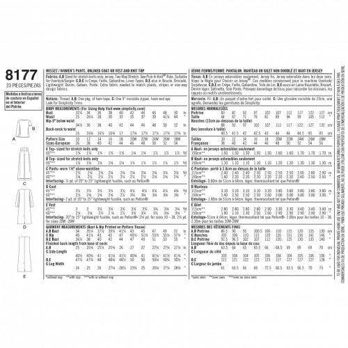 Simplicity Sewing Pattern 8177, Coats, Waistcoats, Trousers, Tops for Women, AA (10-12-14-16-18) - Intermediate