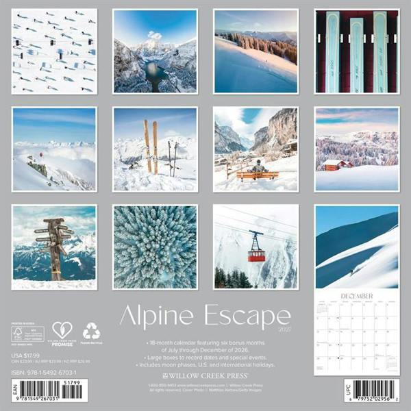 Alpine Escape Calendar 2027, Wall Calendars, Month To View, Travel, Gift