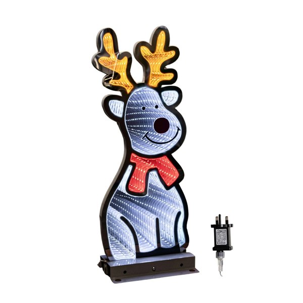 Samuel Alexander 40cm Infinity Standing Christmas Reindeer with Metal Base, White and Red LEDs