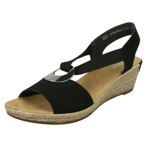 Rieker Ladies Rieker Wedge Heeled Sandals 624H6