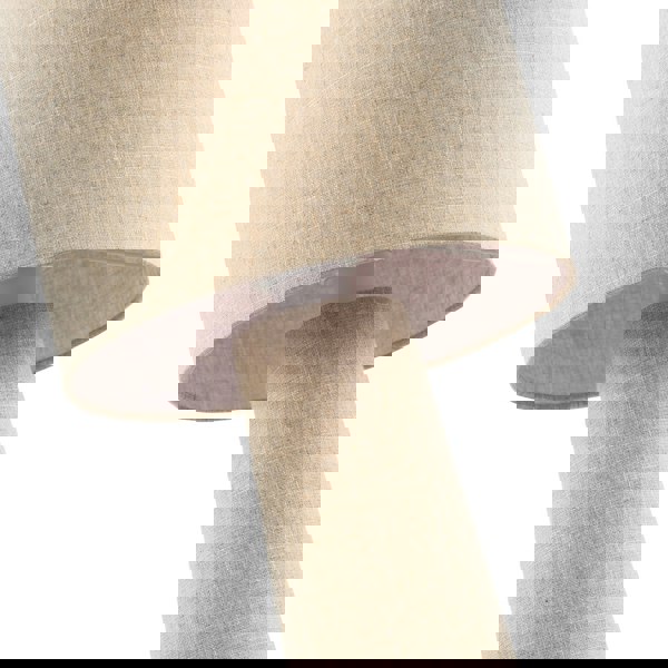 Modern Natural Oatmeal Linen Floor Lamp with Fabric Shade and Base Image 5