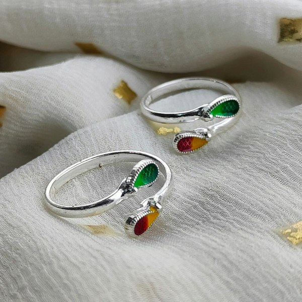 Colourful Silver Toe Ring