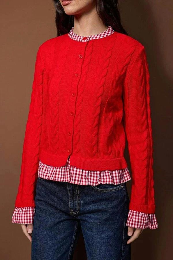 WOVCOR Garni Collar Detailed Knitwear Cardigan