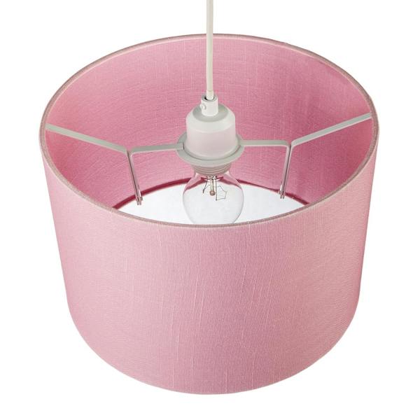 Modern Designer Candy Pink Textured Linen Fabric Circular Lamp Shade Image 3