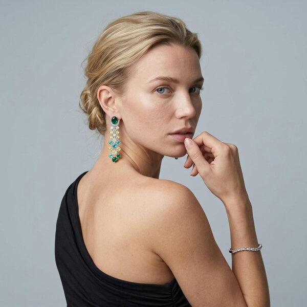 Uchi & Soto Hanabi Green and Yellow Stone Drop Earrings