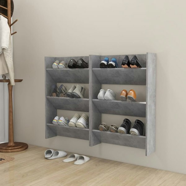 Berkfield Wall Shoe Cabinets 2 pcs  Concrete Grey 60x18x90 cm Engineered Wood