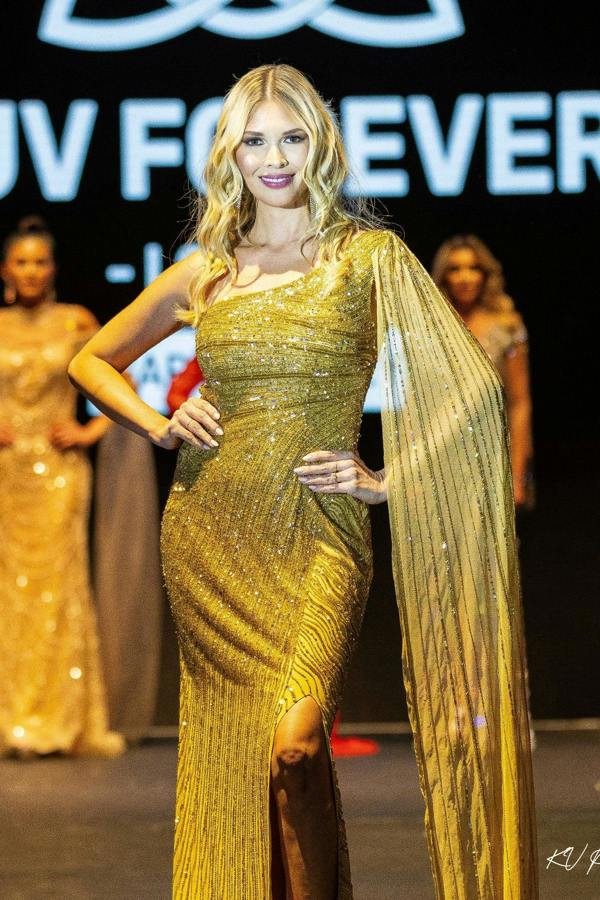LuvForever Orelena - Gold One Shoulder Drape Sequin Maxi Dress