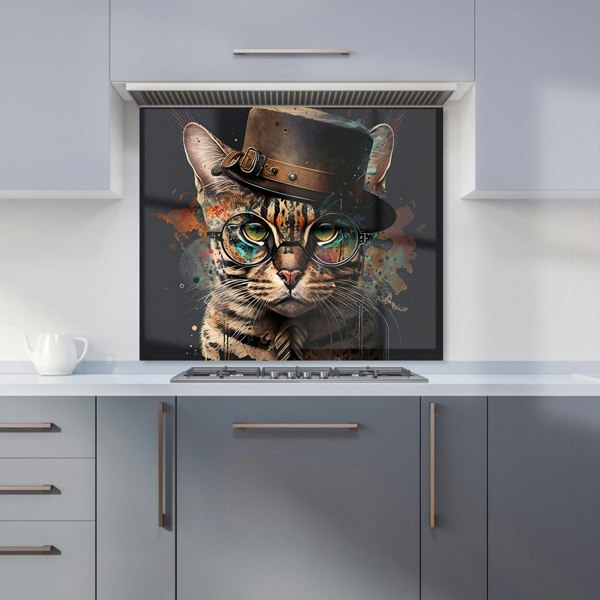 Warren Reed - Designer Bengal Cat With Glasses Kitchen Splashback