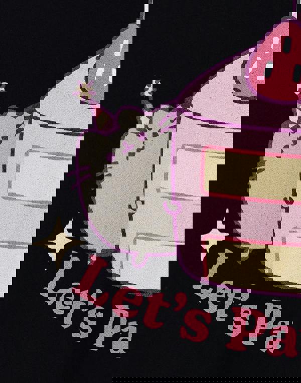 Pusheen Womens Black Let's Pawty Short Sleeved T-Shirt