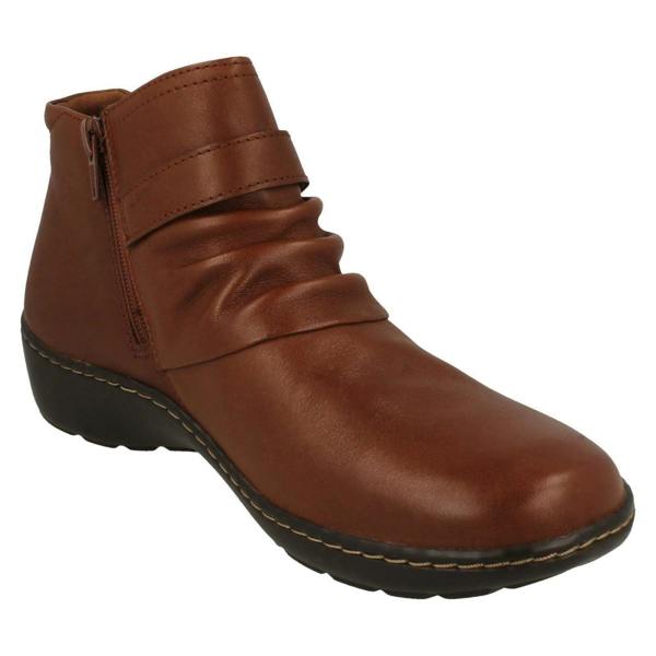 Clarks Ladies Clarks Buckle Detailed Ankle Boots Cora Rouched