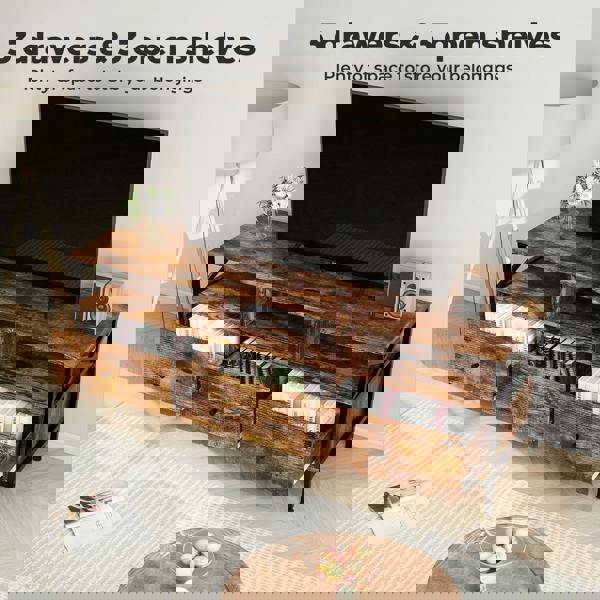 Levede TV Stand Cabinet Industrial TV Unit with 3 Drawers 3 Shelves for 65 Inch