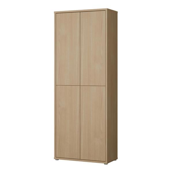 Furniture To Go Alice Springs Tall Shoe Cabinet with 4 Doors Push-to-Open in Elegancia Oak