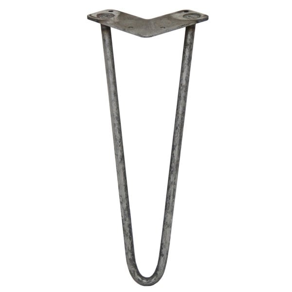 SkiSki 4 x 14" Hairpin Legs - 2 Prong - 12mm - Raw Steel