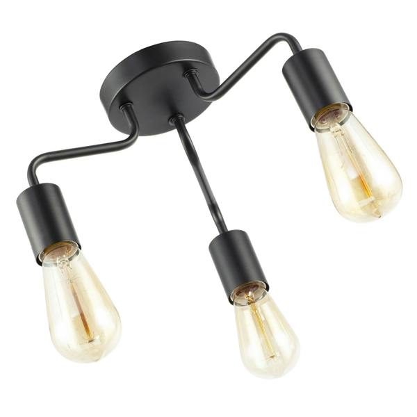 Matte Black Semi Flush Ceiling Light to Showcase Filament Bulbs Image 5