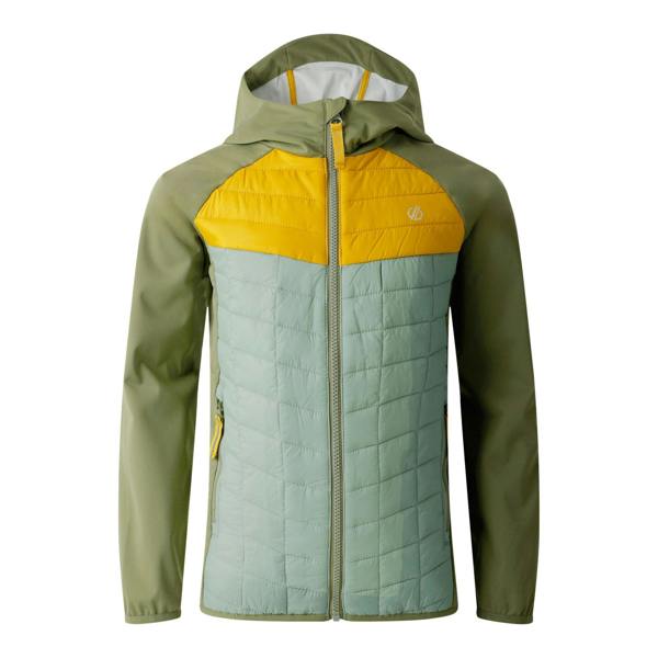 Dare 2B Childrens/Kids Explore II Colour Block Hybrid Jacket - Olivine Green/Hedge Green/Tawny - 