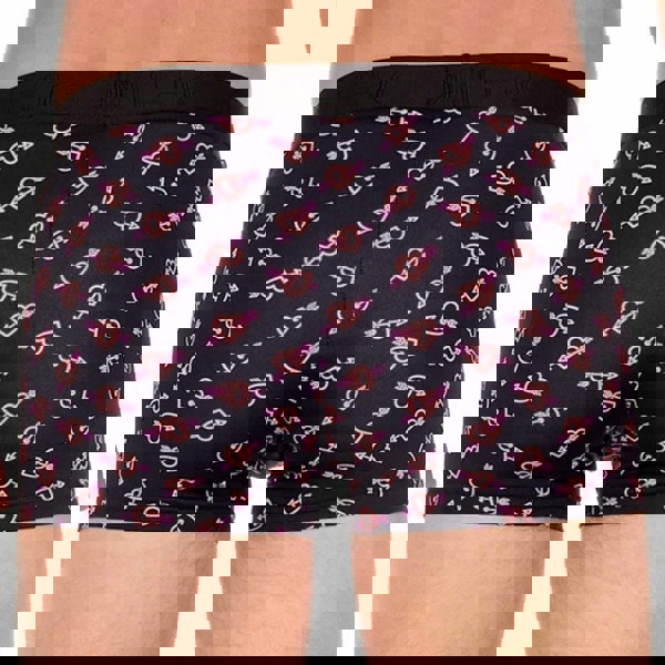 Hom Neon Heart Microfiber Boxer Brief, Black Print